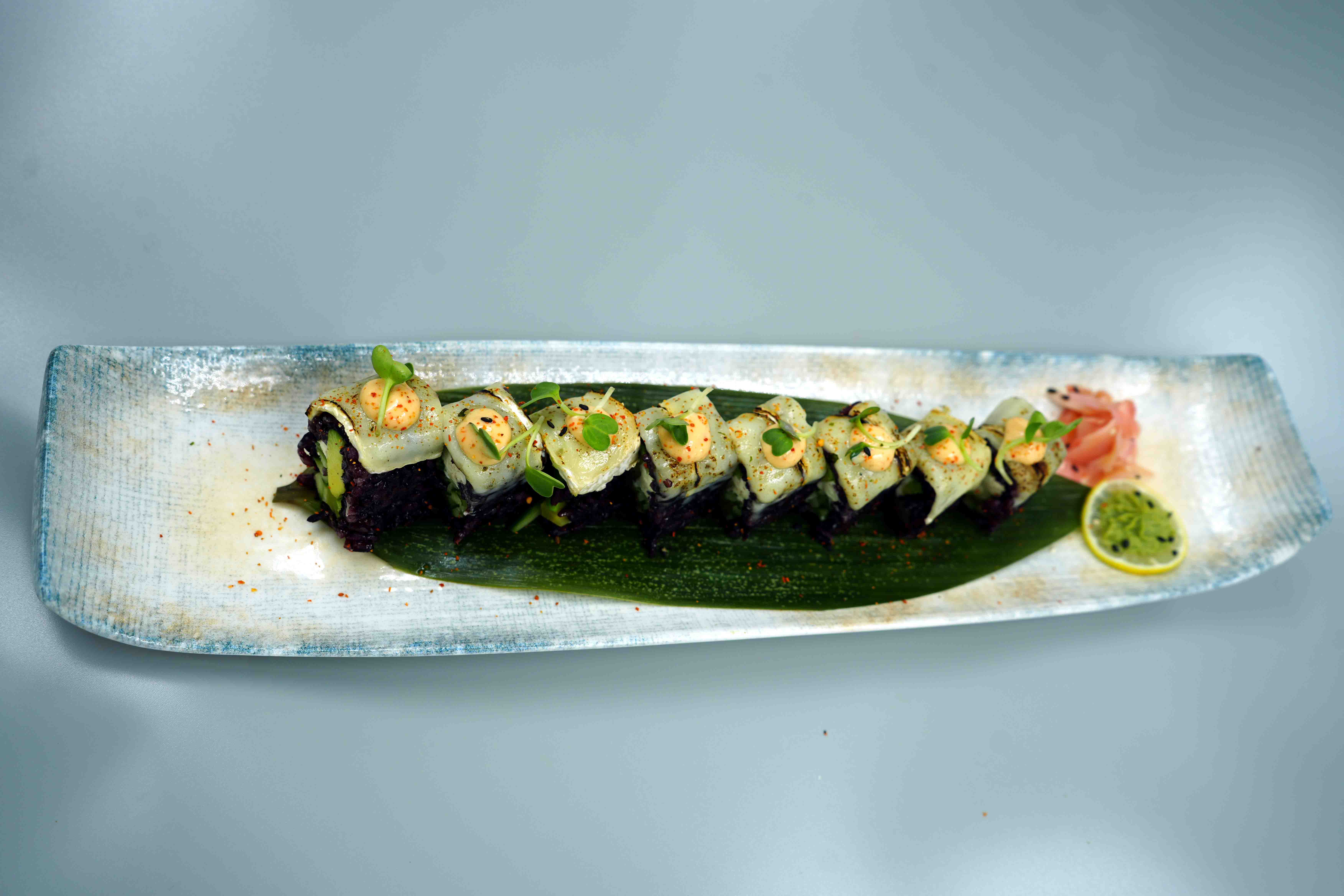 Black Rice Baked California Sushi Roll At Zuki Restaurant And Bar Sector 104 Noida Black Rice Baked California Sushi Roll At Zuki Restaurant And Bar Sector 104 Noida
