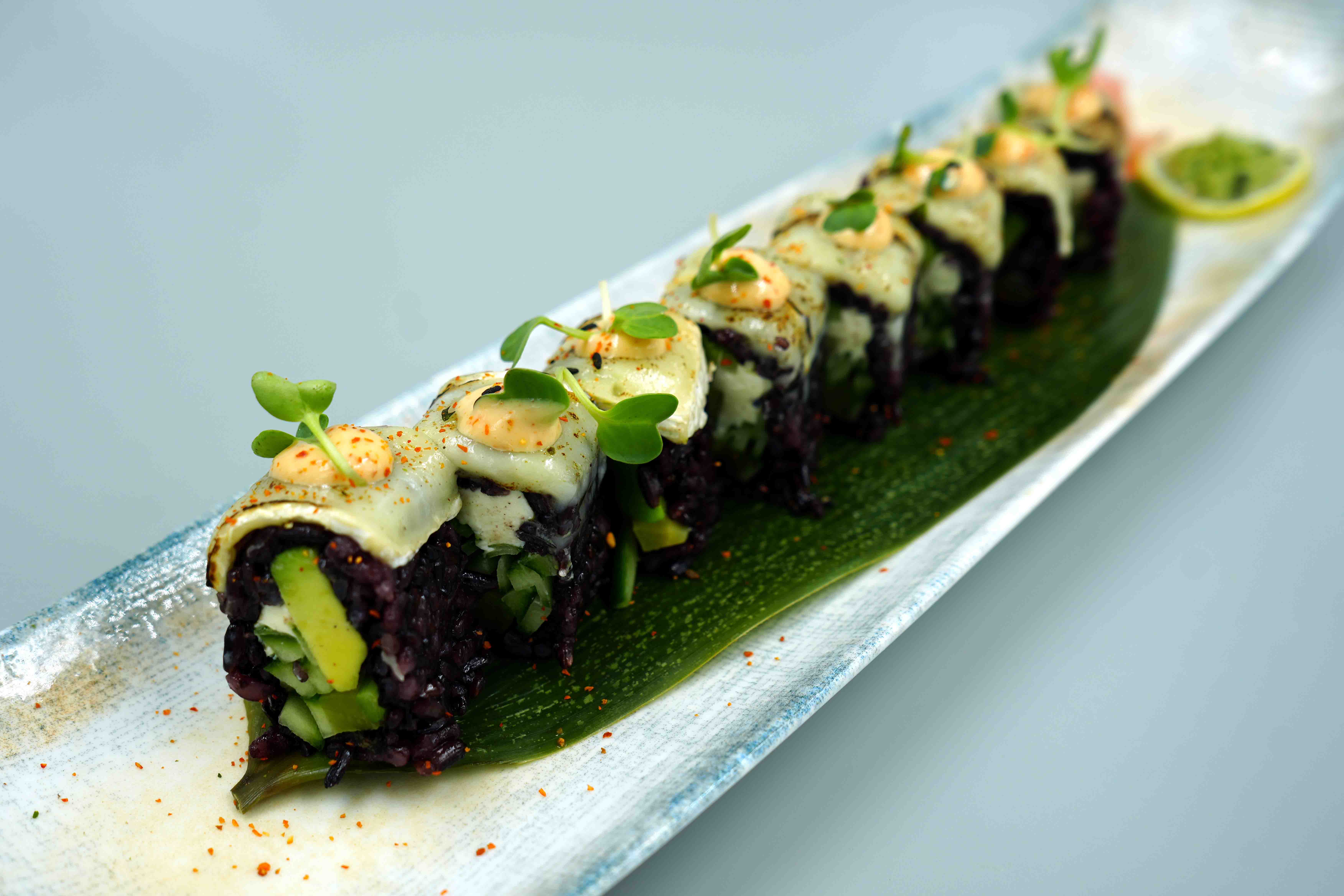 Black Rice Baked California Sushi Roll At Zuki Restaurant Black Rice Baked California Sushi Roll At Zuki Restaurant